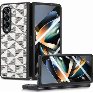 Flip Case Cover Galaxy Z Fold 4 hoesje met ingebouwde schermbeschermer, compatibel met Samsung Galaxy Z Fold 4 full body case, harde pc ultradunne anti-kras schokbestendige beschermende telefoonhoes C