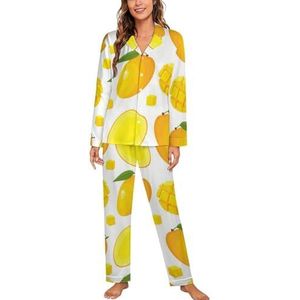Mango Patroon Vrouwen Lange Mouw Button Down Nachtkleding Zachte Nachtkleding Lounge Pyjama Set S