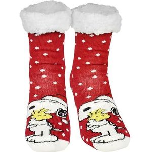 United Labels The Peanuts Snoopy Knuffelsokken voor dames, rood wit, pluizige stoppersokken, wintersokken, warme sokken, huissokken, rood, wit, 35/38 EU