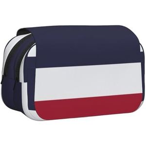 JEJEA Thailand Vlag Print Pen Etui Potlood Case Houder Voor Potloden Make-up Multifunctionele Organizer Doos Voor Adluts, Zwart, Eén maat, Toilettas