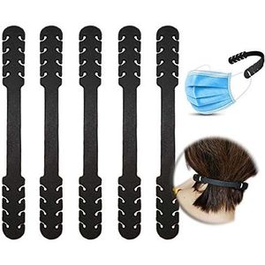 5 stuks maskerverlenger, verstelbare antislip maskerverlengingshaak oorbeschermer, zwarte gesp oorgreep for volwassenen kinderen / 108