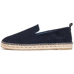 Fred Martin Collection, Espadrilles van suède met jute zool en lederen voering voor heren, Marineblauw Suède, 45 EU