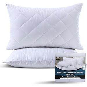 Utopia Bedding kussenbeschermers 50 x 75 cm Gewatteerd en met ritssluiting, zachte en ademende microvezel kussenbeschermers (wit)