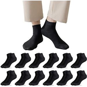 Caudblor 12 paar No Show Low Cut sokken voor heren en dames, zwart/man