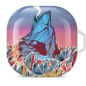 Wolf vulkaan oordopjes hoesje compatibel met Samsung hard shell beschermhoes witte stijl