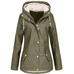 BLOMDE Regenjas voor dames, waterdicht, winter, fleece, warme hoodie, waterdicht, fluweel, verdikt, outwearcoat, C, XXL