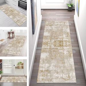 SGLGSTORE - Tapijtloper - Bruin Grijs - Wasbaar - 80x200 cm - Antislip