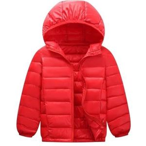 Kinderdonsjack Ultrazachte geïsoleerde jassen Kinderen Warme winterkleding Jongens Meisjes Lichtgewicht gewatteerde bovenkleding Winddichte capuchon Winterjassen Jas for jongens en meisjes(Red,Size 13