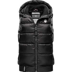 Navahoo Kassidy Gewatteerd vest voor dames, licht outdoorvest, overgangsjas met capuchon, XS-3XL, zwart, 3XL