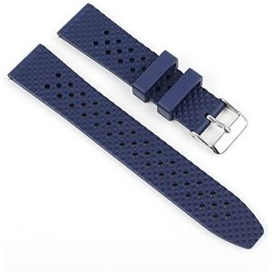 Nieuwe Fluor Rubber Watch Strap Drie Dimensionale Honingraat Design Quick Release Horlogeband Horloge Accessoires Compatibel met 18mm 20mm 22mm (Color : Blue silver buckle, Size : 22mm)