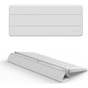 Dexnor Harde hoes voor Apple Magic Keyboard met Touch ID/vergrendelknop 2021/2024, reistas, stofdicht, beschermende lederen toetsenbordhoes met magneetsluiting, verstelbare schrijfhoek, wit