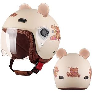 Motorfiets kinder 3/4 retro helmen, vintage open helm for 2-14 jaar for elektrische scooter, go-kart, crossmotor, kinderen(A12)