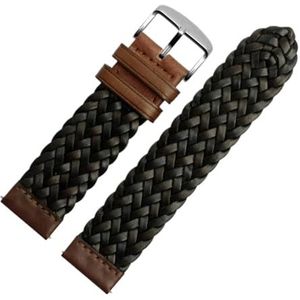 YingYou 20mm 22mm 24mm Lederen Gevlochten Horlogebandje Mannen Vrouwen Quick Release Koeienhuid Pols Band Armband Accessoires (Color : Brown black01, Size : 22mm)