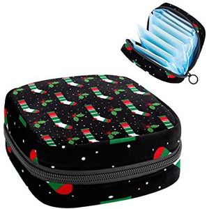 Kerstkous,Periode Pouch Draagbaar,Tampon Opbergtas,Tampon Houder voor Portemonnee Vrouwelijke Product Organizer, Meerkleurig, 4.7x6.6x6.6 in/12x17x17 cm