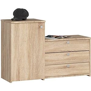 AKORD 2-in-1 garderobecommode + schoenenkast met klapdeuren, B 98,4 x H 68/43 x D 33 cm, gewicht 29 cm