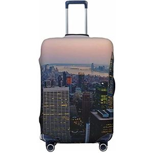 TOMPPY New York City Bedrukte Bagage Cover Anti-Kras Koffer Protector Elastische Koffer Cover Past 45-81 cm Bagage, Zwart, Small