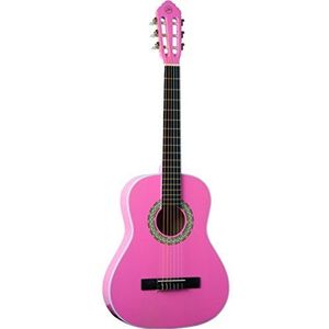 EKO Guitars - CS-5 PINK Klassieke gitaar Sudio Serie 3/4, top van Aganthis, materiaal linden en bodem van gelamineerd lindehout, handvat van mahonie, handvat van berk, inclusief tas, kleur: roze