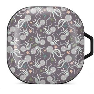 Underwater Ocean Octopus Oordopjes Hoesje Compatibel met Samsung Hard Shell Beschermhoes Zwart-Stijl