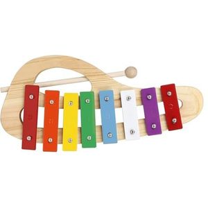 Draagbaar klokkenspel-percussie-instrument met 8 noten, houten harp en kloppende stok