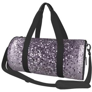 Sprankelende lavendel dame glitter glanzende decor kunst, grote capaciteit reizen plunjezak ronde handtas sport reistas draagtas fitness tas, zoals afgebeeld, Eén maat