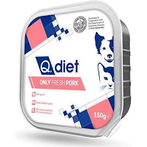 Qdiet Premium natvoer monoprotein varkensvlees voor honden en katten - verpakking van 11 stuks à 150 g