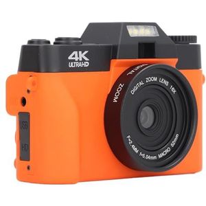 4K Digitale Camera voor Fotografie, 48 MP Autofoucs Vlogcamera, 3 '' 180 ° Flip-screen Compactcamera met 16x Digitale Zoom, Ondersteuning Tot 256G Klasse 10 Geheugenkaart (ORANGE)