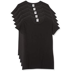 Fruit of the Loom Dames Iconisch, lichtgewicht ringgesponnen T-shirt, 5-pack T-shirt, zwart (zwart 36), 10 (maat: L) (Pack van 5), Zwart (Zwart 36), L