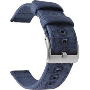 18mm 20mm 22mm gevlochten canvas band geschikt for Samsung Galaxy Watch 3/4 40mm 44mm Classic 46mm 42mm Quick Release armband geschikt for Garmin(Color:Blue silver,Size:22mm)