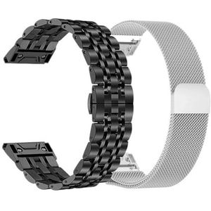 22mm 26mm metalen horlogeband geschikt for Garmin Fenix ​​7 7X 6 6X Pro 5 5X Plus Quick Fit roestvrijstalen armband Forerunner 935 945 band (Color : Package 2, Size : 22mm)