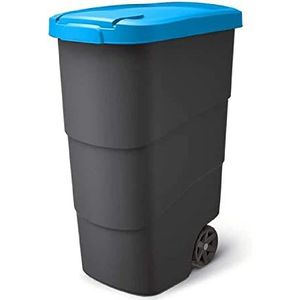 Prosperplast Wheeler Afvalcontainer van 90 liter, met wielen en deksel, grote vuilnisbak, universele ton, kunststof, blauw