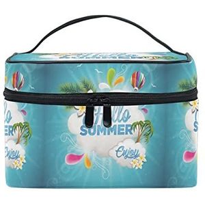 Blue Sky Summer Bird Make-up Tas voor Vrouwen Cosmetische Tassen Toilettas Trein Case