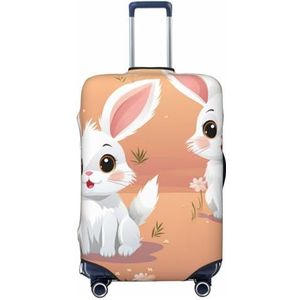 BTCOWZRV Leuke Witte Konijntjes Bagagehoes Elastische Wasbare Koffer Protector Anti-Kras Reisbagage Covers Stofdichte Bagage Case Covers Draagbare Koffer Covers Fit 45-70 cm Bagage, Zwart, S
