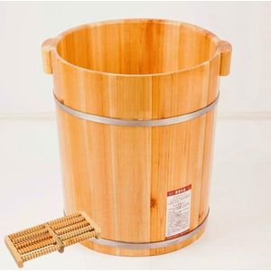 Voetenbaden - Houten Voetbad - Massief Hout - Met Massageballen - H 40 cm
