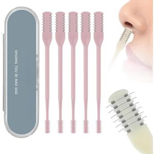 5-delige Sightfelt Neushaartrimmer,2025 Nieuw Dubbelzijdig Neushaarmes,Neushaarverwijderaar,Roterende Neushaartrimmer,Trimmer Voor Mannen,Vrouwen,Zachte Reinigingsborstel (Roze - 5 stuks)