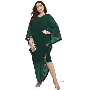 voor vrouwen jurk Plus Contrast Sequin Asymmetrical Hem Dress (Color : Dark Green, Size : 4XL)