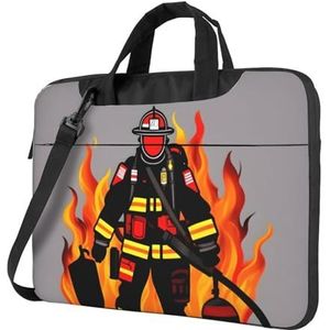Rode en witte polka dots ultradunne laptoptas, laptoptassen voor bedrijven, geniet van een probleemloze en stijlvolle reis, Brandweerman Brandweerman, 15.6 inch