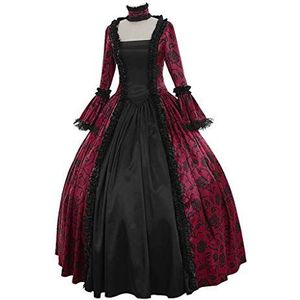 LRWEY Gothic middeleeuwse jurken voor dames, renaissance gotische donkere koningin fancy dress steampunk vampier kerst Halloween kostuums Lolita baljurken voor cosplay, Roze, M