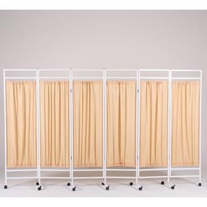 Medische kamerverdeler met opvouwbare panelen, mobiel medisch privacyscherm, waterdicht nylonweefsel, kamerverdeler met vergrendelbare wielen, geschikt, 189 cm hoog(Yellow,6-panel)