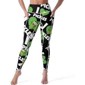 I Love Pickles yogabroek voor dames, legging met hoge taille, buikcontrole, workout, hardlopen, leggings, M