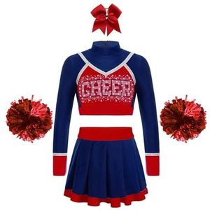 Cheerleader-uniformen, cheerleader-kostuums voor kinderen, cheerleader-uniformset voor schoolmeisjes, animatieuitrusting voor kinderen, danskostuums, danskleding voor jongeren (kleur: