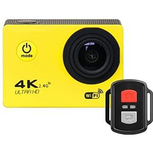 Actiecamera, Action Camera, Ultra HD 4K WIFI 2.0 & 1 2mp Onderwater waterdichte pro sportcamera, mini-helm video-opnamecamera(Giallo)