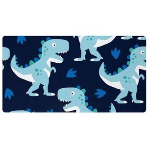 VAPOKF Dinosaurus Marineblauwe keukenmat, antislip wasbaar vloertapijt, absorberende keukenmatten loper tapijten voor keuken, hal, wasruimte