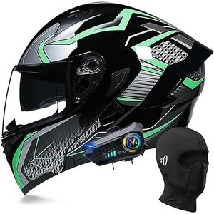Modulaire Bluetooth-motorhelm, integraalhelm met opklapbaar dubbel vizier, met dubbele luidspreker en microfoon, DOT/ECE-goedgekeurd, voor volwassenen, mannen en vrouwen, maat M~XXL L,XL=61-62cm