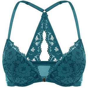 DOBREVA Dames Voorsluiting Top Push Up Beha - Met Beugel En Inzetstukken Sparren Groen 85E