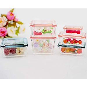 Auleset 1 12 poppenhuis miniaturen, kerstversiering 9 stuks mini vers houden doos hoge simulatie keuken transparante kleur voedselcontainer doe-het-zelf speelgoed - roze