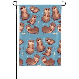 Tuinvlag voor buiten 12,5 ""x 18"" werf vlag dubbelzijdige welkom tuin vlaggen dier schattige bruine otters seizoensvlaggen voor outdoor vakantie feest tuin decoratie banner alle seizoenen