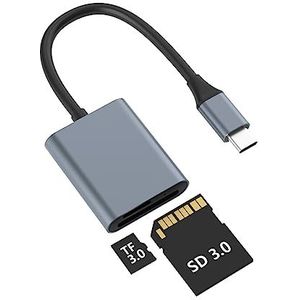 USB 3.0 SD-kaartlezer, USB C naar Micro SD/SD-kaartadapter 2 TB capaciteit voor SDXC, SDHC, MMC, RS-MMC, Micro SDXC/SDHC, compatibel met Mac Book Pro/Air, i Pad Pro, Android, mobiele telefoon, Galaxy enz.
