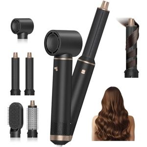 5-in-1 airstyler, 1000 W, warmeluchtborstelset, haarstyler, ronde borstelföhn, automatisch krullen, droog haar