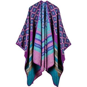 Poncho voor dames, sjaal, omslagdoek, cape, imitatiekasjmier, royale maat, elegant, warm, winters, dik en zacht, One Size