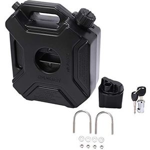 Jevina KKNnen Motorfietstank met slot en sleutel, 5 liter, zwarte brandstoftank
